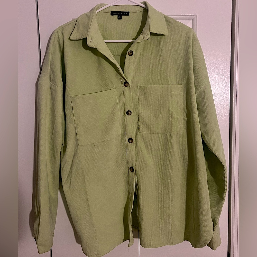 Kendall & Kylie Lime Small Green Corduroy Cardigan